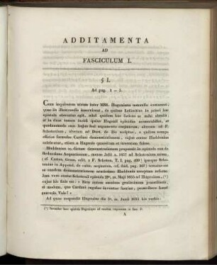 Addimenta ad Fasciculum I.