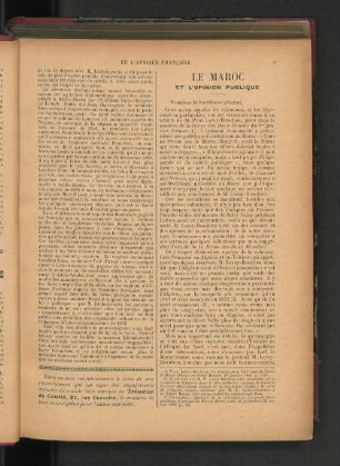 Le Maroc Et L'Opinion Publique.