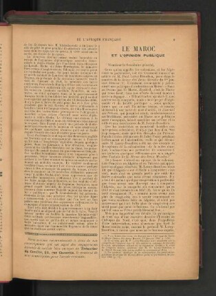 Le Maroc Et L'Opinion Publique.