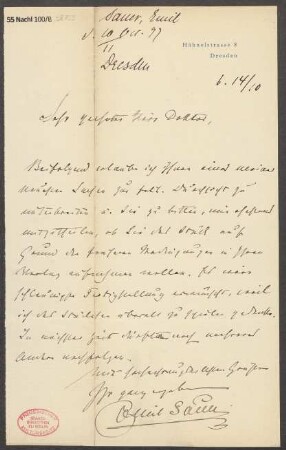 Brief an B. Schott's Söhne : 10.10.1897