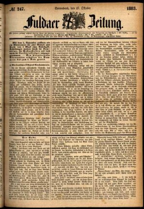 Ausgabe vom Samstag, den 27. Oktober 1883.