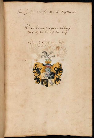 "Wapen-Buch derer unter ... (Herzog August zu Sachsen) als erwehltem Ober-Haupte des Palmen-Ordens eingenommenen Fruchtbringenden Gesellschaffter ..."
