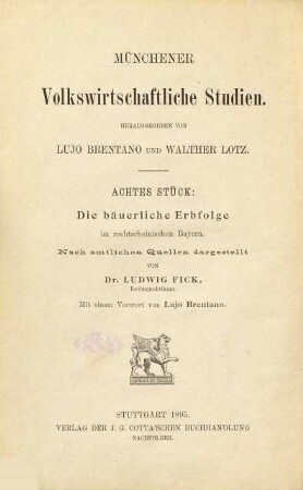 Die bäuerliche Erbfolge im rechtsrheinischen Bayern