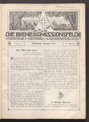 Nummer 1. Friedenau, Januar 1911. 78. Jahrgang