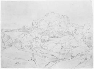 Cefalù : Rietschel, Ernst. Cefalù. Bleistift auf cremeweißem Velin; 23,4 x 31,7 cm. Ende 1851/Anfang 1852. Privatbesitz (Nachlass des Künstlers). WVZ 203