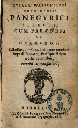 Panegyrici selecti cum paraenesi ad Germanos