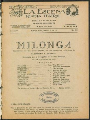 Milonga : impresiones de una noche porteña, en tres momentos