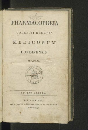 Pharmacopoeia Collegii Regalis Medicorum Londinensis