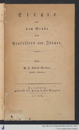 Elegie an dem Grabe des Professors von Ittner