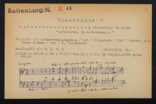 Auferstehungsgesang von Klopstock für Sopran, Alt, Tenor u. Bass