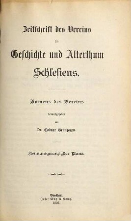 Zeitschrift des Vereins für Geschichte und Alterthum Schlesiens. 29. 1895