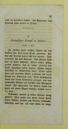 8. Fortgesetzter Kampf in Italien. (1237-41)