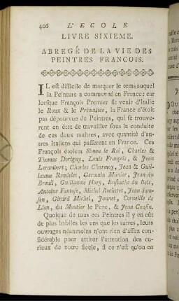 Livre Sixieme. Abregé De La Vie Des Peintres Francois.