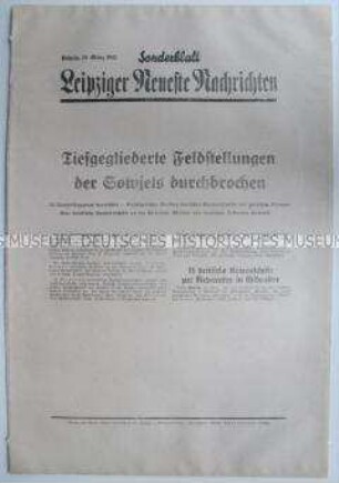 Sonderblatt der "Leipziger Neuesten Nachrichten" zum Kriegsverlauf an der Ostfront