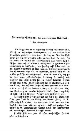 Die neuesten Hülfsmittel des geographischen Unterrichts