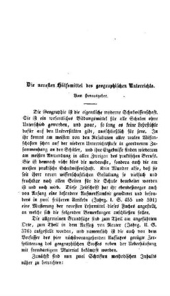 Die neuesten Hülfsmittel des geographischen Unterrichts