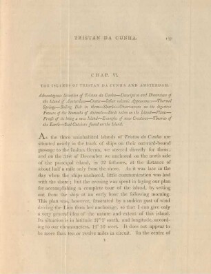 Chap. VI. The islands of Tristan da Cunha and Amsterdam