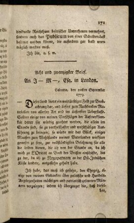 171-183, Acht und zwanzigster Brief