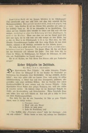 Ueber Disziplin im Institute