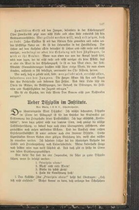 Ueber Disziplin im Institute