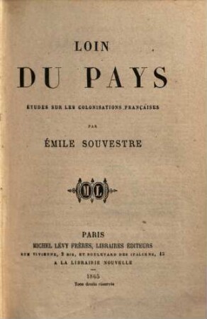 Loin du Pays : Études sur les colonisations françaises