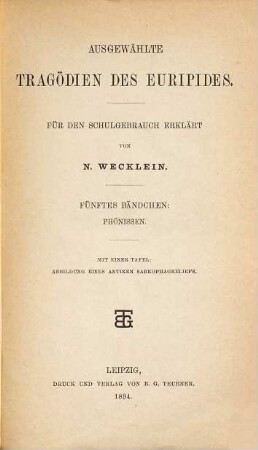 Ausgewählte Tragödien des Euripides, 5. Phönissen