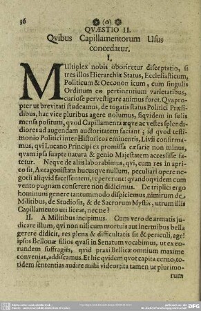 Quaestio II. Quibus Capillamentorum Usus concedatur