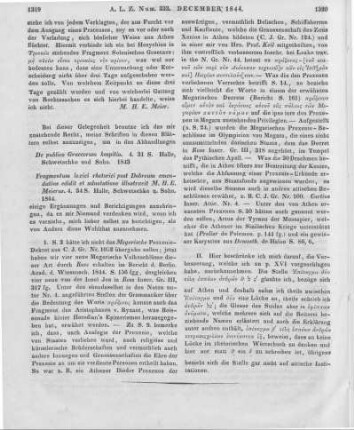 Meier, M. H. E.: Fragmentum lexici rhetorici. Post dobreum emendatius edidit et adnotatione illustravit. Halle: Schwetschke 1844
