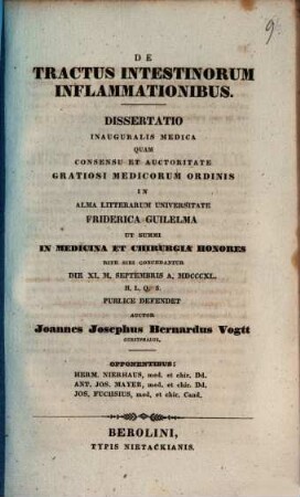 De tractus intestinorum inflammationibus : diss. inaug. med.