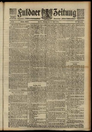 Erste Ausgabe vom Montag, den 15. April 1912.