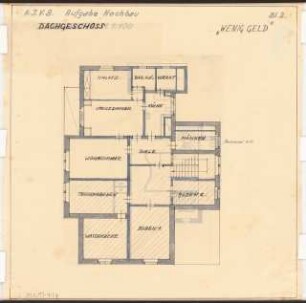 Umbau eines Landhauses Monatskonkurrenz Februar 1933: Grundriss Dachgeschoss 1:100