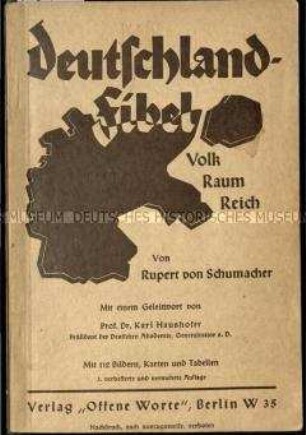 Nationalsozialistische Schrift zur Gründung, Vorgeschichte, Bevölkerungsentwicklung sowie Kultur und Gesellschaft im Deutschen Reich
