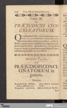 Pars III. De Præjudiciis Concionatorum