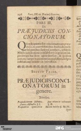 Pars III. De Præjudiciis Concionatorum