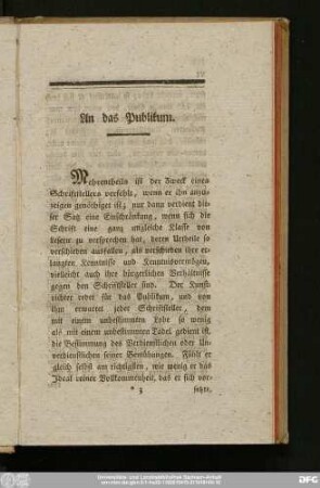 An das Publikum.