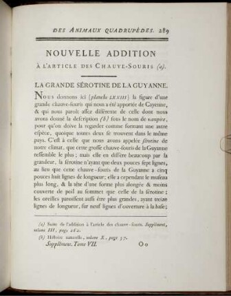 Nouvelle Addition à L' Article Des Chauve-Souris.