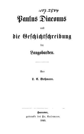 Paulus Diaconus und die Geschichtsschreibung der Longobarden