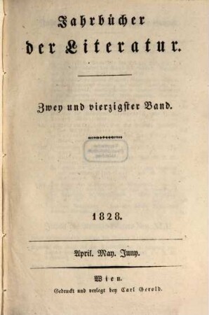 Jahrbücher der Literatur. 42. 1828