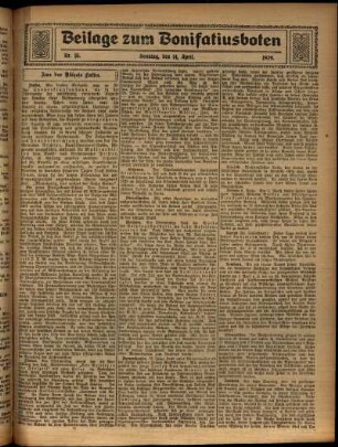 Zweite Ausgabe vom Sonntag, den 14. April 1929.