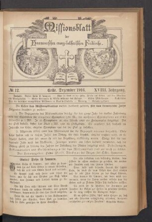 N°. 12. Dezember 1916. XVIII. Jahrgang
