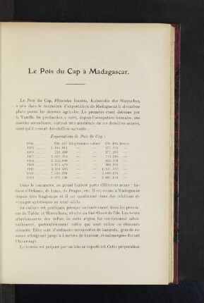 Le Pois du Cap à Madagasca.