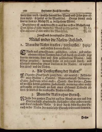 Fünff und dreyßigister Absatz. Mittel wider die Nasen-Zuständ