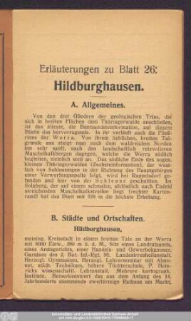 Erläuterungen zu Blatt 26: Hildburghausen.