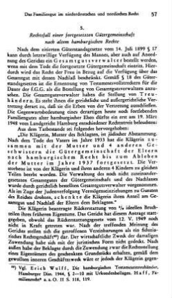 5. Rechtsfall einer fortgesetzten Gütergemeinschaft nach altem hamburgischen Rechte