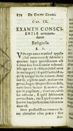 Cap. IX. Examen Conscientiæ commendatur Religiosis.