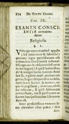 Cap. IX. Examen Conscientiæ commendatur Religiosis.