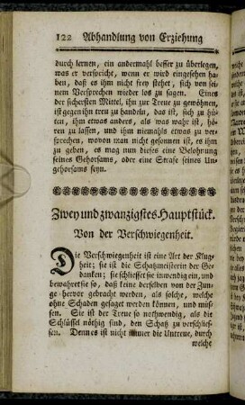 Zwey und zwanzigstes Hauptstück. Von der Verschwiegenheit.