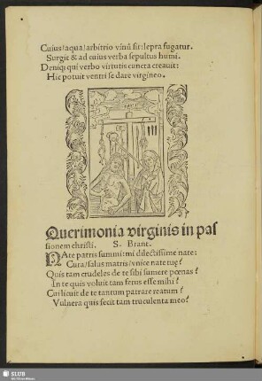 Querimonia virginis in passionem christi.