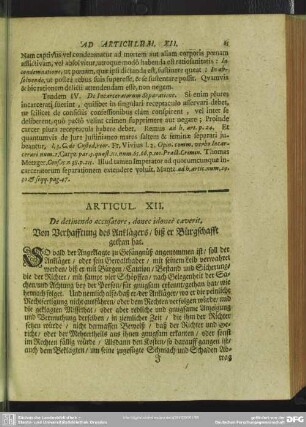 Articul. XII. De detinendo accusatore, donec idonee caverit. Von Verhafftung des Anklägers, biß er Bürgschafft gethan hat