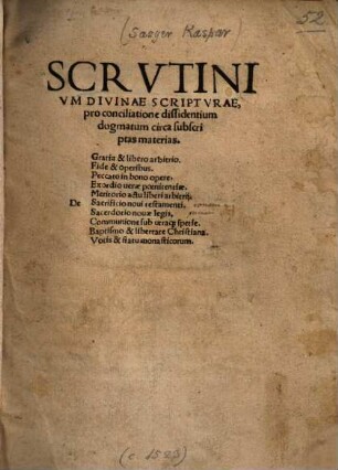Scrutinium divinae scripturae pro conciliatione dissidentium dogmatum